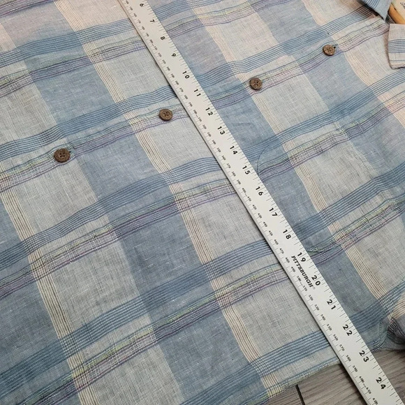 Tommy Bahama Men's Button-Up Shirt Size XL Multicolor Plaid Linen Short Sleeve - Picture 6 of 9